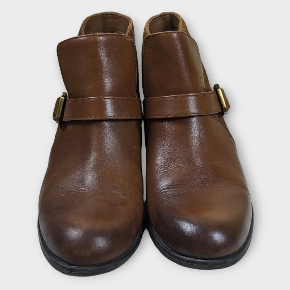 Women’s Brown Leather Buckle Ankle Boot